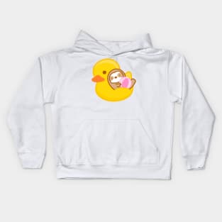 Cute Summer Rubber Duckie Float Sloth Kids Hoodie